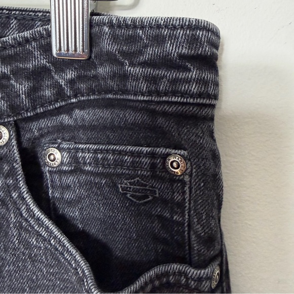 Harley Davidson Motorcycles Black Womens Bootcut Jeans Stretch Size 16 - Picture 3 of 11